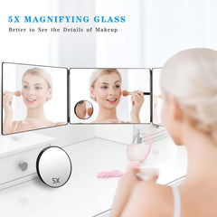 JANMPASK 3 Way Mirror side view shows scalp lines for even trims.