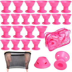 Rodillos de silicona rosa grandes de JANYUN para rizos definidos sin calor