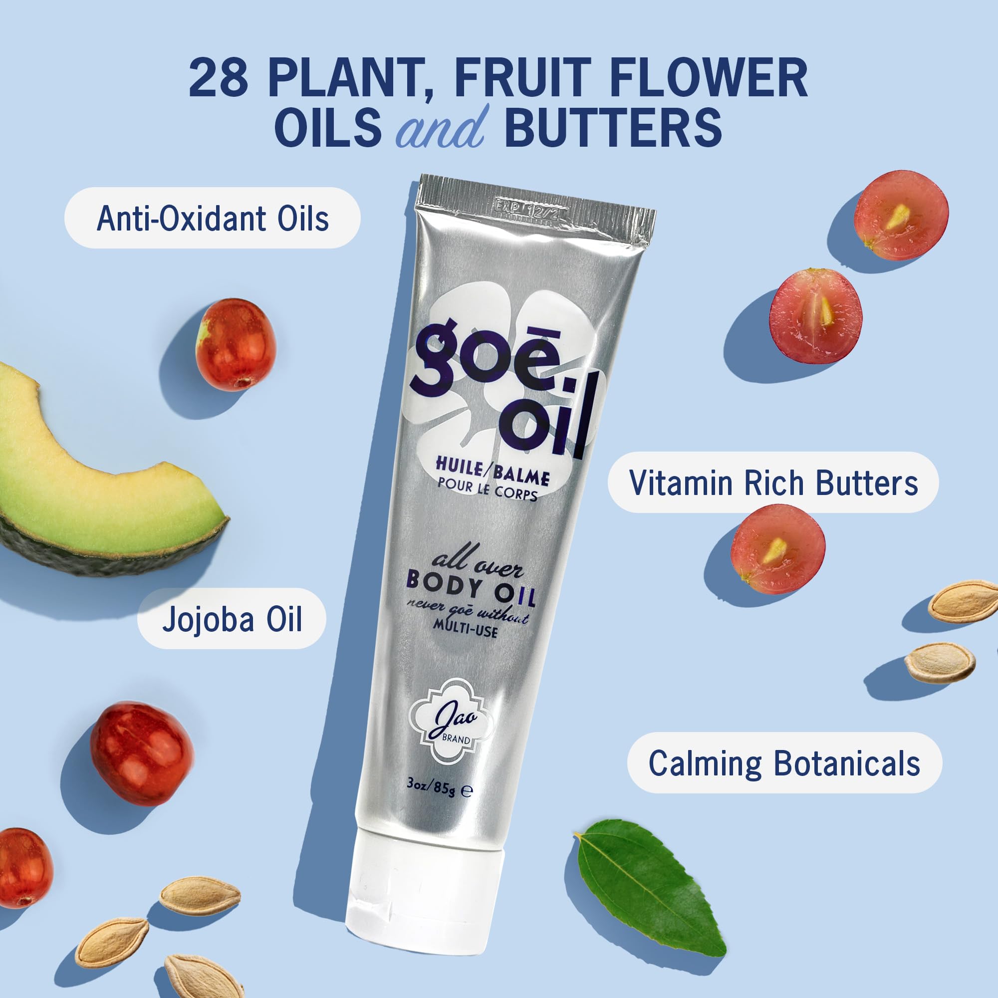 Jao Goē Oil hair-softening visual suggests smoothing dull strands and tame flyaways.