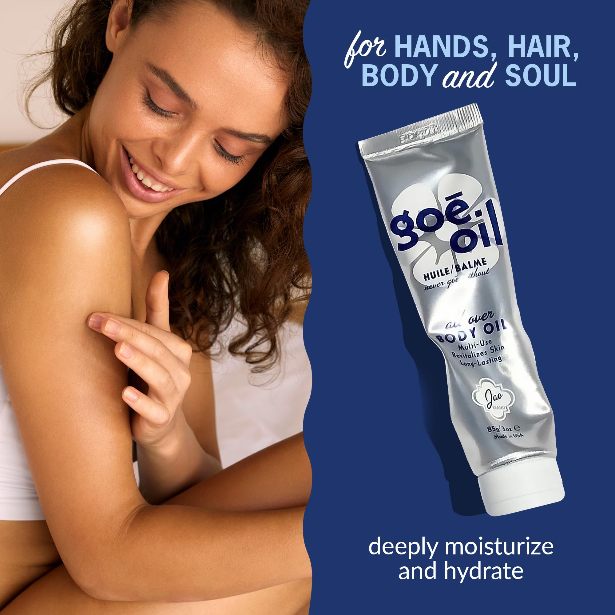 Jao Goē Oil hand application highlights versatile moisture that soothes dry skin.