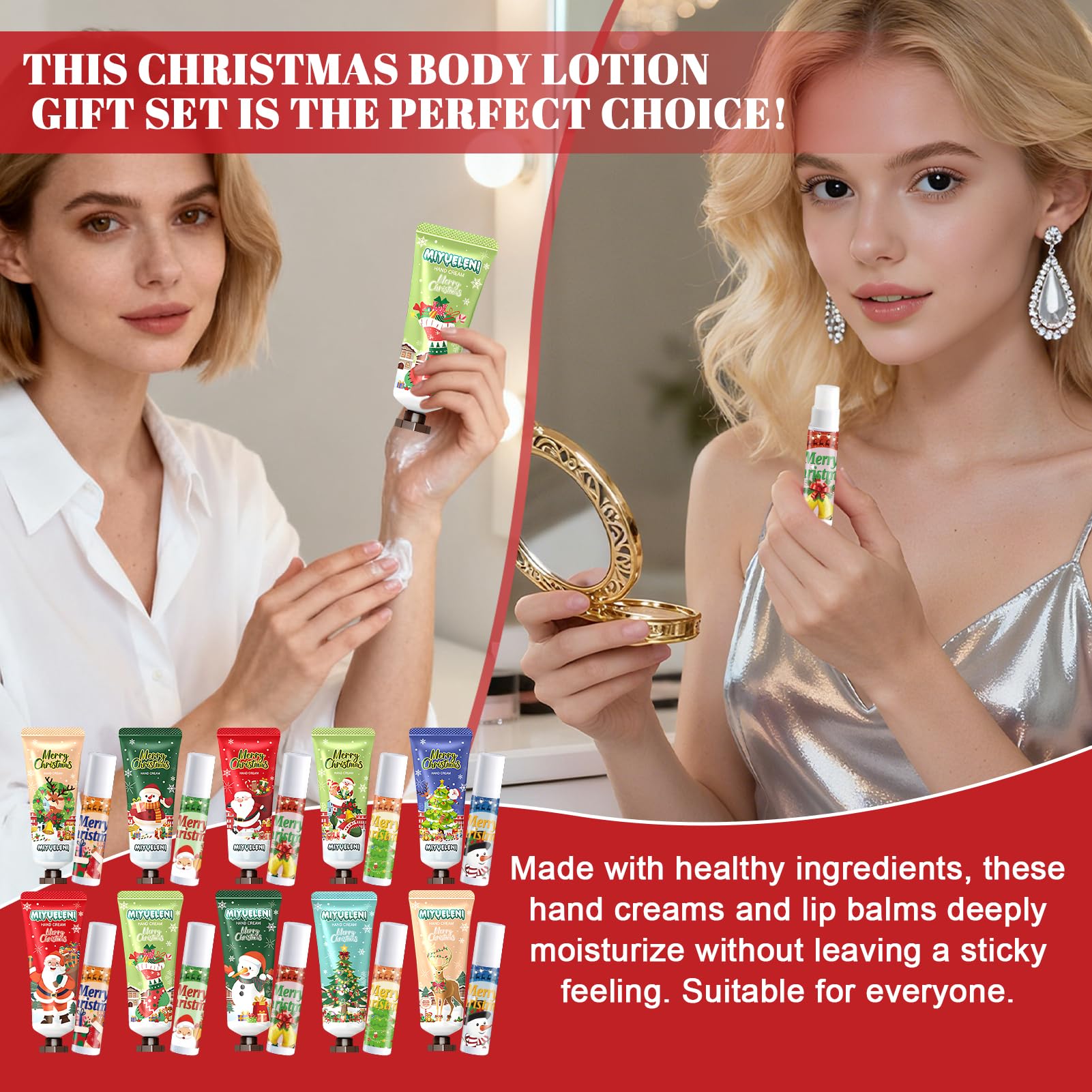 JAOJAO Christmas hand cream bulk close-up highlighting creamy formula and non-greasy feel.