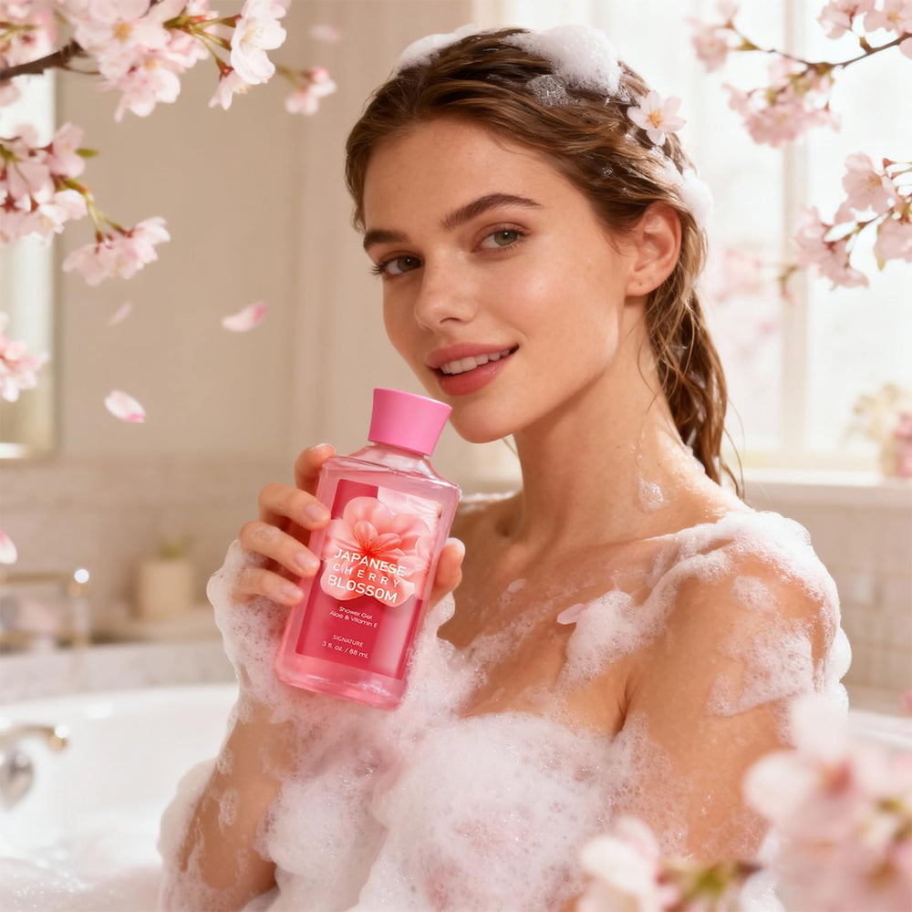 Japanese Cherry Blossom Spa Set mist provides uplifting floral scent