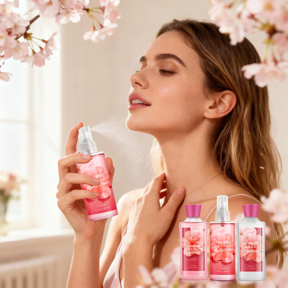 Japanese Cherry Blossom Spa Set travel size bottles travel-friendly care
