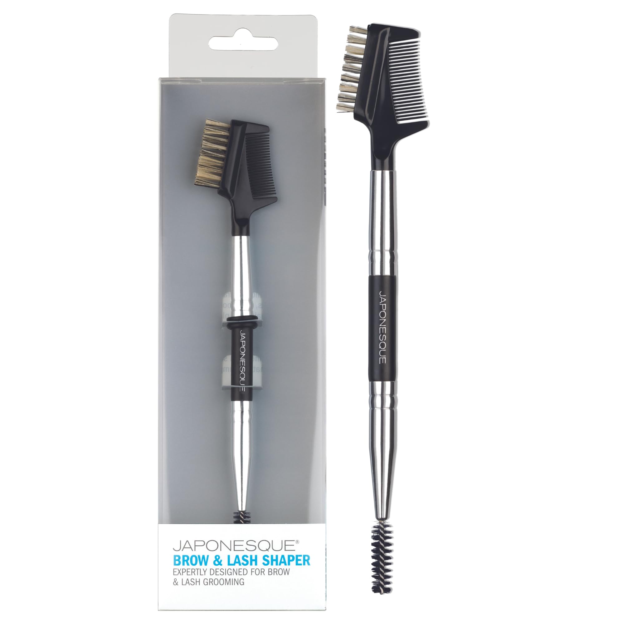 JAPONESQUE Brow & Lash Shaper close-up of three spoolies for precise shaping and separation.