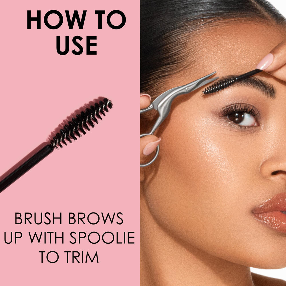 JAPONESQUE brow scissor action demonstrated for clean defined brows