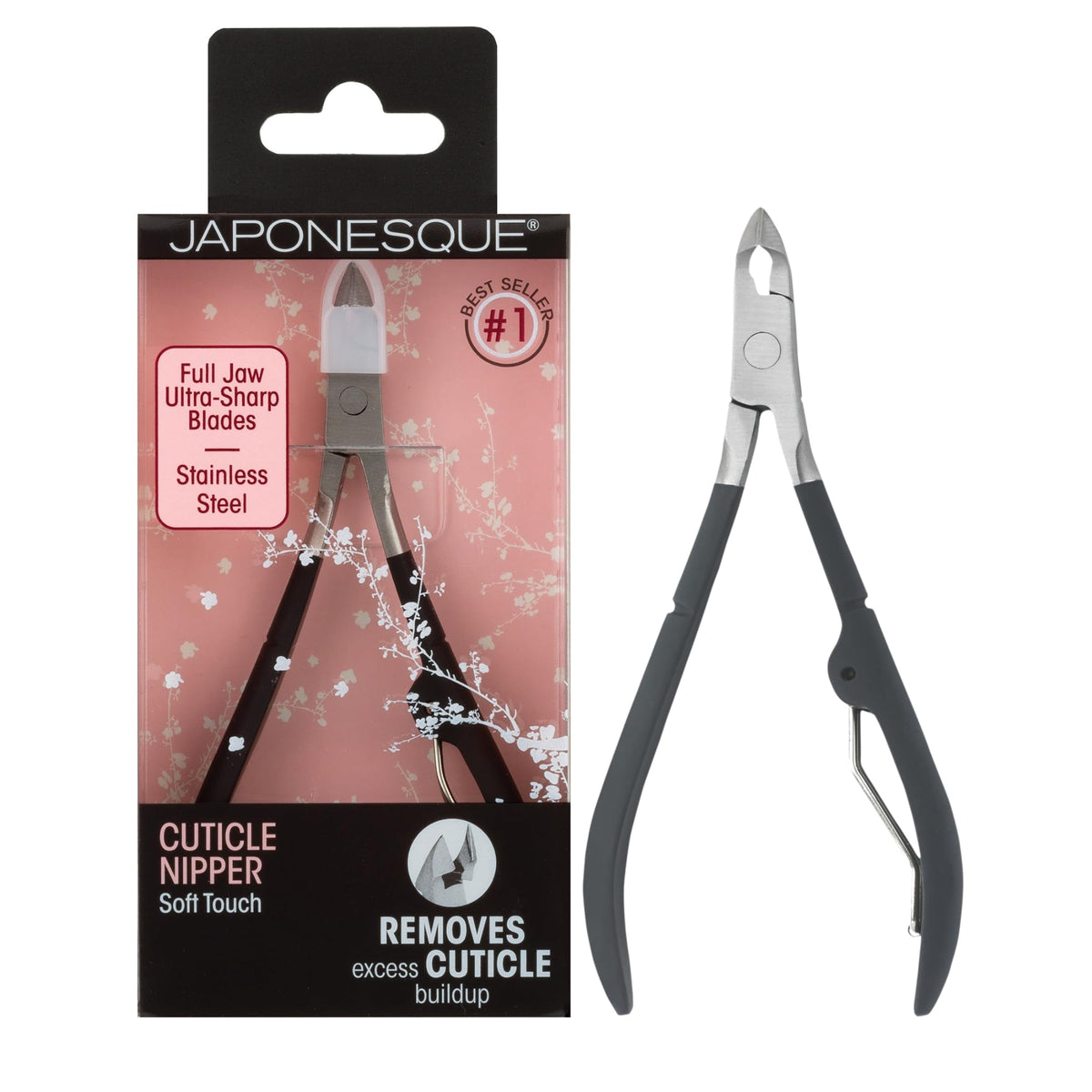 JAPONESQUE Cuticle Nipper Soft Touch blade closeup for precise cuticle trimming