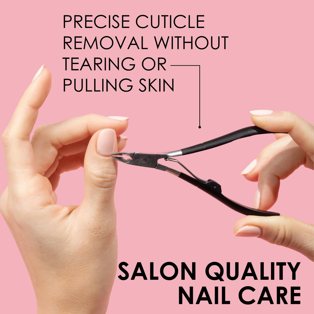 JAPONESQUE Cuticle Nipper Soft Touch guide showing cuticle prep steps