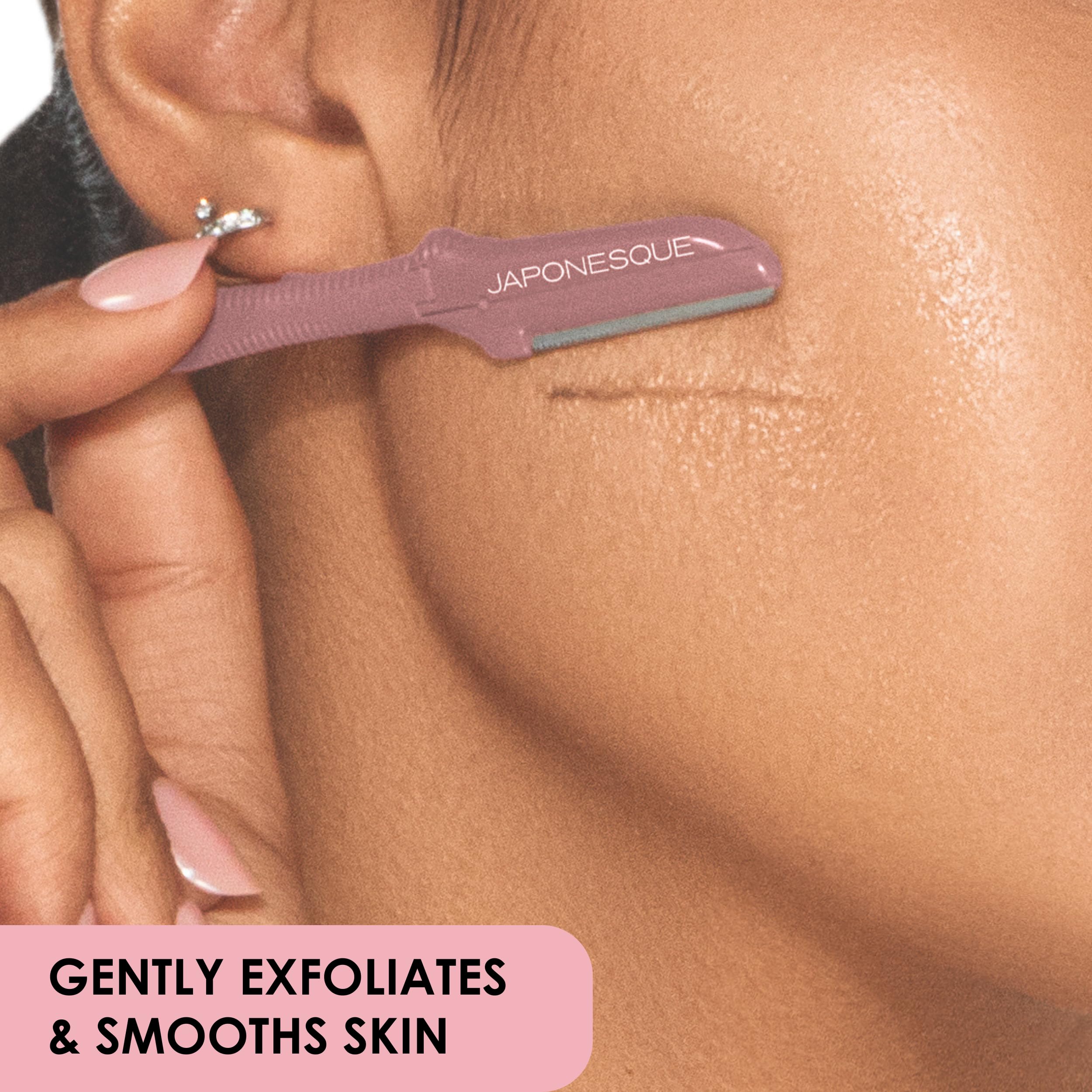 JAPONESQUE Dermaplaner eyebrow use highlighting precise shaping and cleaner brows.