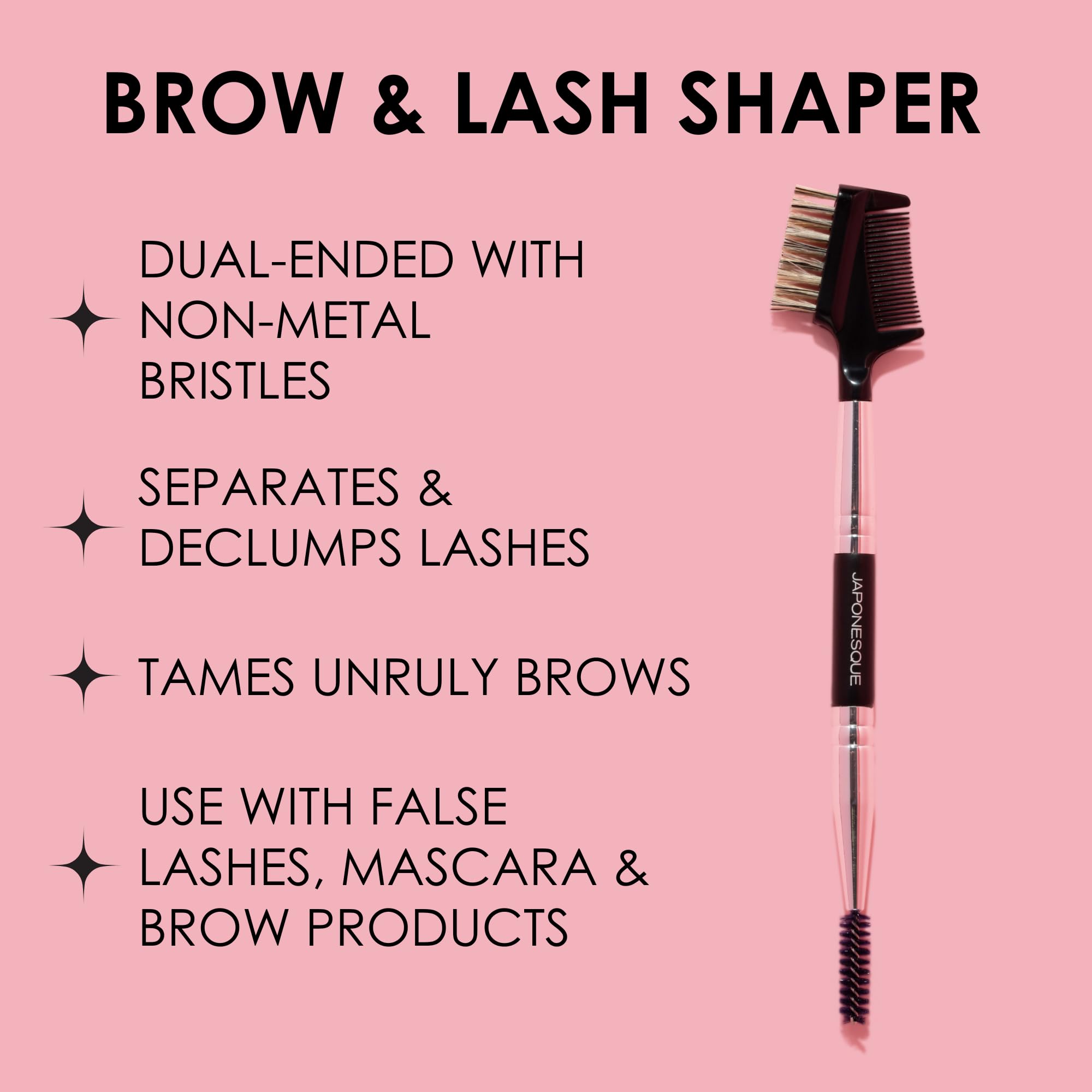 JAPONESQUE dual-spoolie brow-definer in action for grooming.