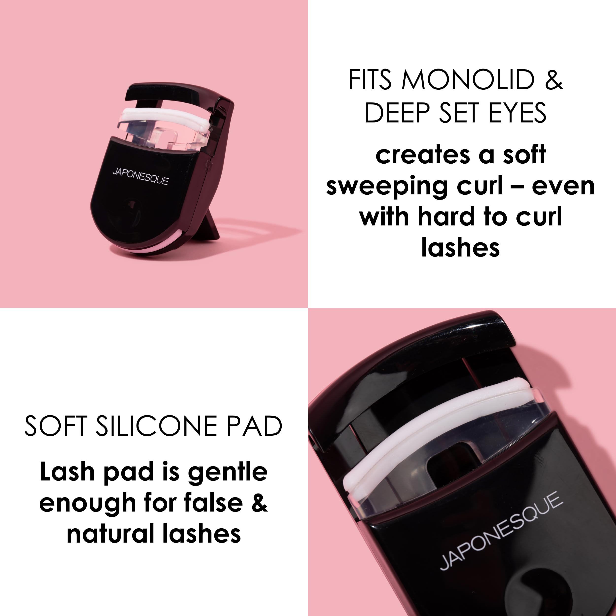 JAPONESQUE Travel Eyelash Curler Black 2 Pack sleek finish suits daily beauty routine.