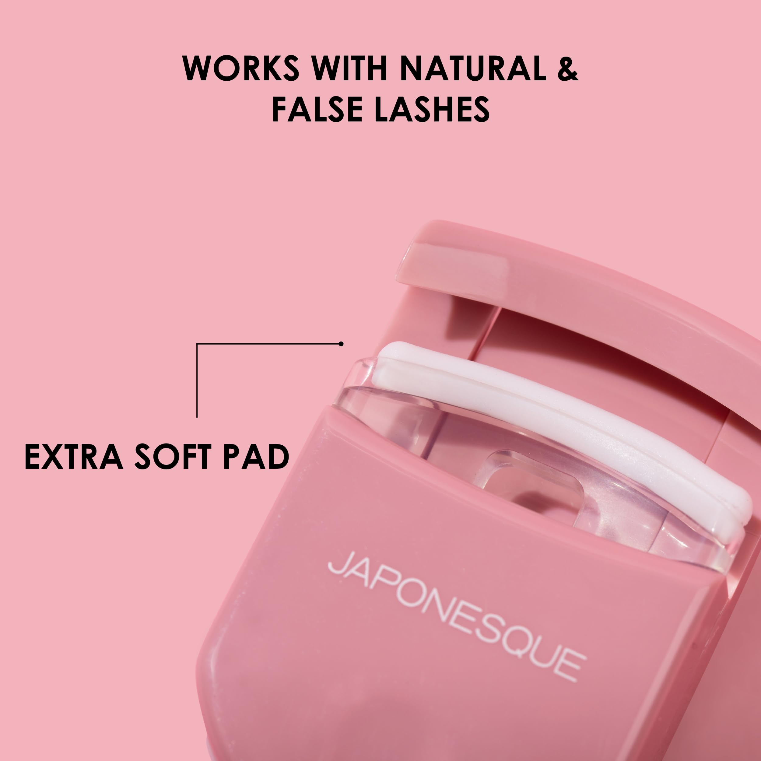 JAPONESQUE travel eyelash curler pink easy-clean plastic finish for simple maintenance