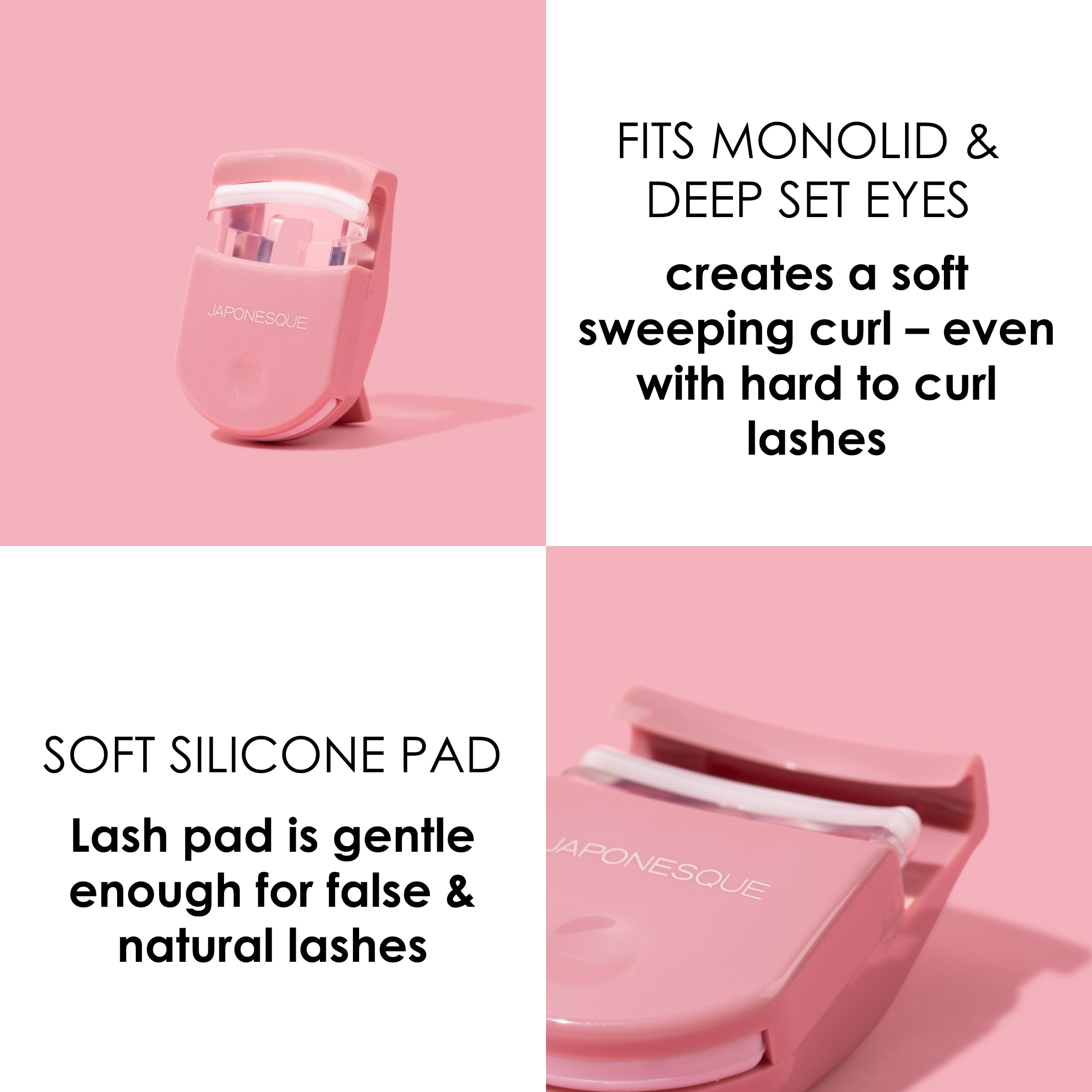 JAPONESQUE travel eyelash curler pink makeup bag essential for travel routines