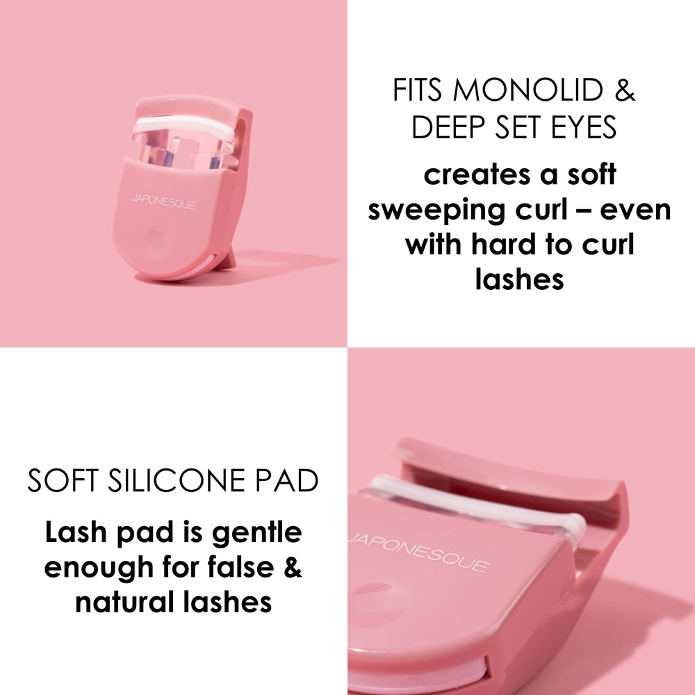 JAPONESQUE travel eyelash curler pink makeup bag essential for travel routines