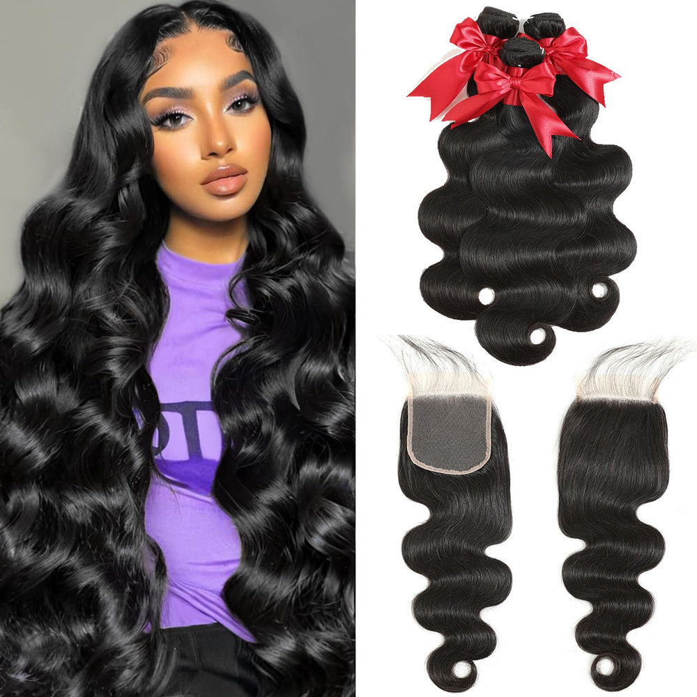 JARAMA 12A body wave bundles with closure 18-inch texture close-up for natural Brazilian waves