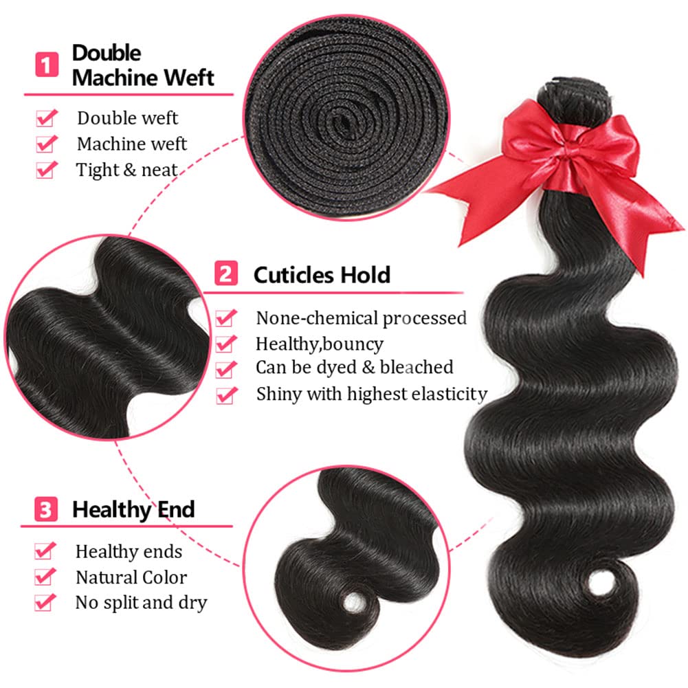JARAMA 12A body wave bundles with closure 22-inch texture emphasis for daily wear