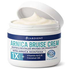 Jardient Arnica Bruise Cream on face bruising; soothing hydration supports comfortable daily wear.