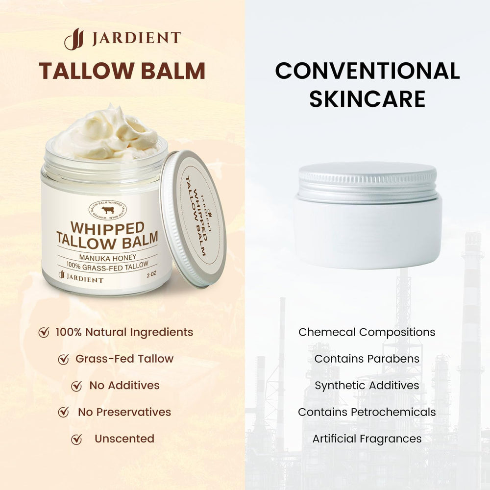 Jardient Beef Tallow Honey Balm body care for all-over dry skin nourishment.