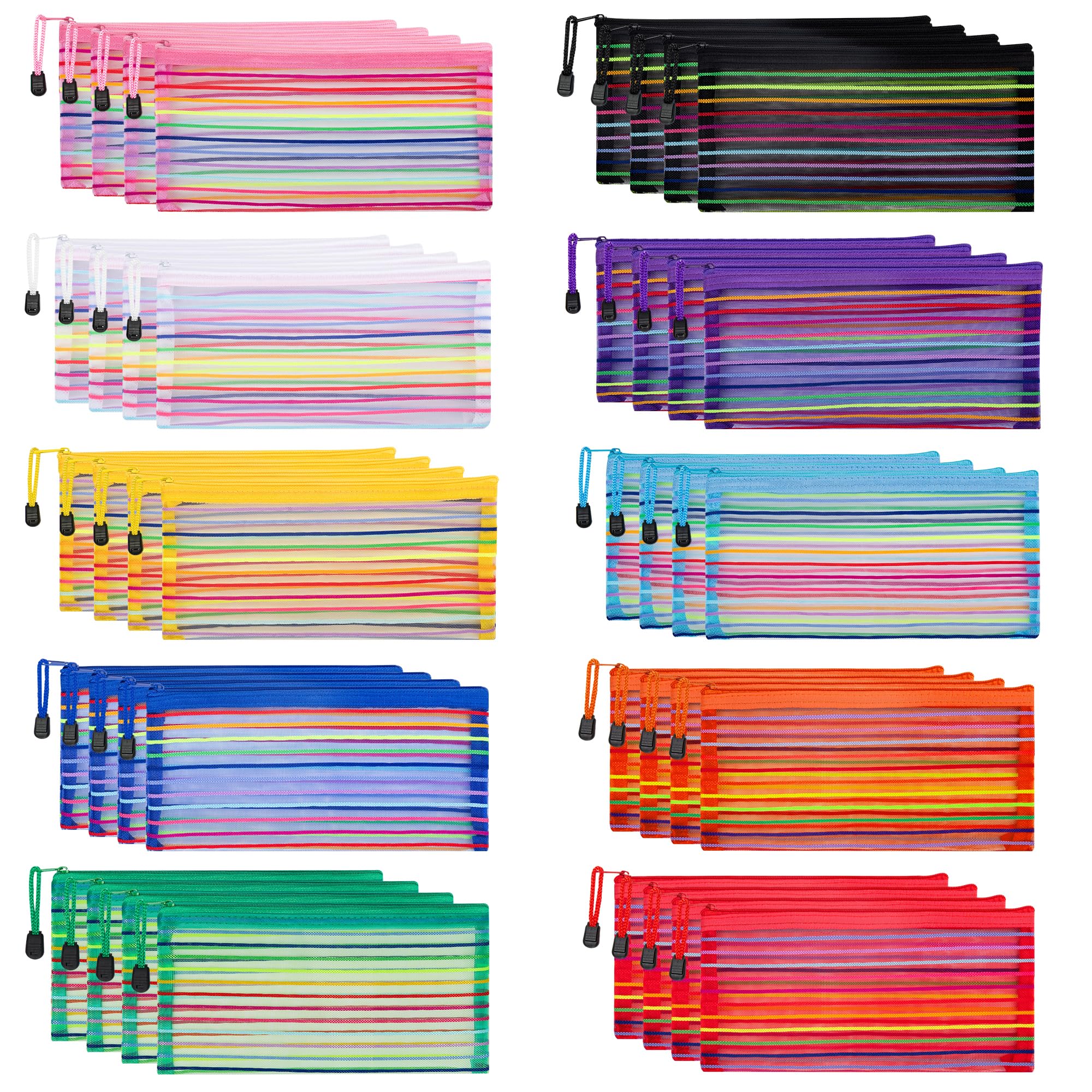 JARLINK 40-pack mesh pouches colorful-set keep school supplies organized and visible