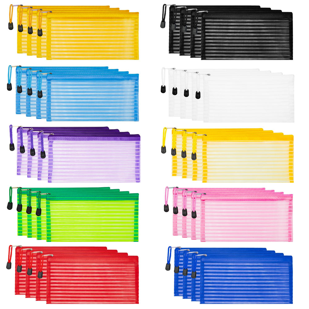 JARLINK zipper mesh pouch set in 10 colors ideal for organized storage.