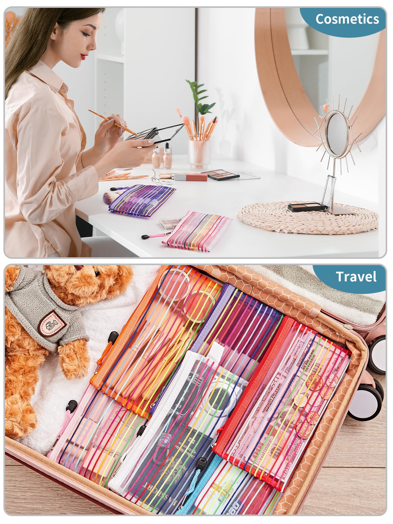 JARLINK colorful pouches help you quickly locate items during school, work, or travel.