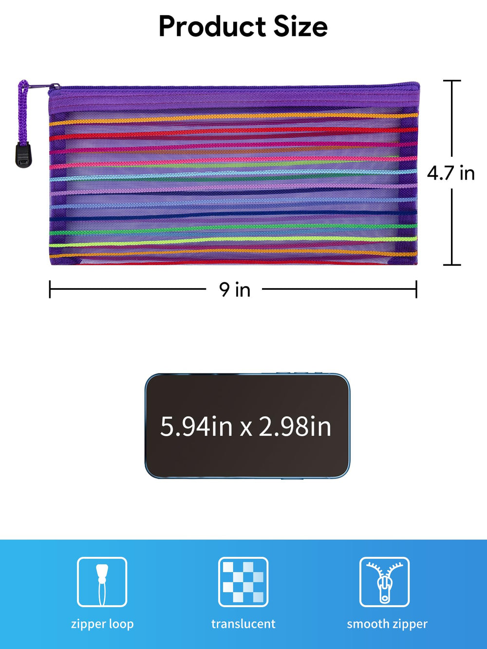 JARLINK mesh pouches ten colors display vibrant color options for quick item ID