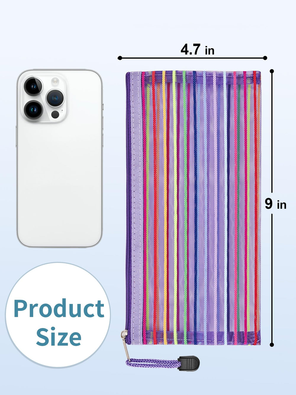 JARLINK mesh zipper pouch collection in 10 colors helps color-code items.