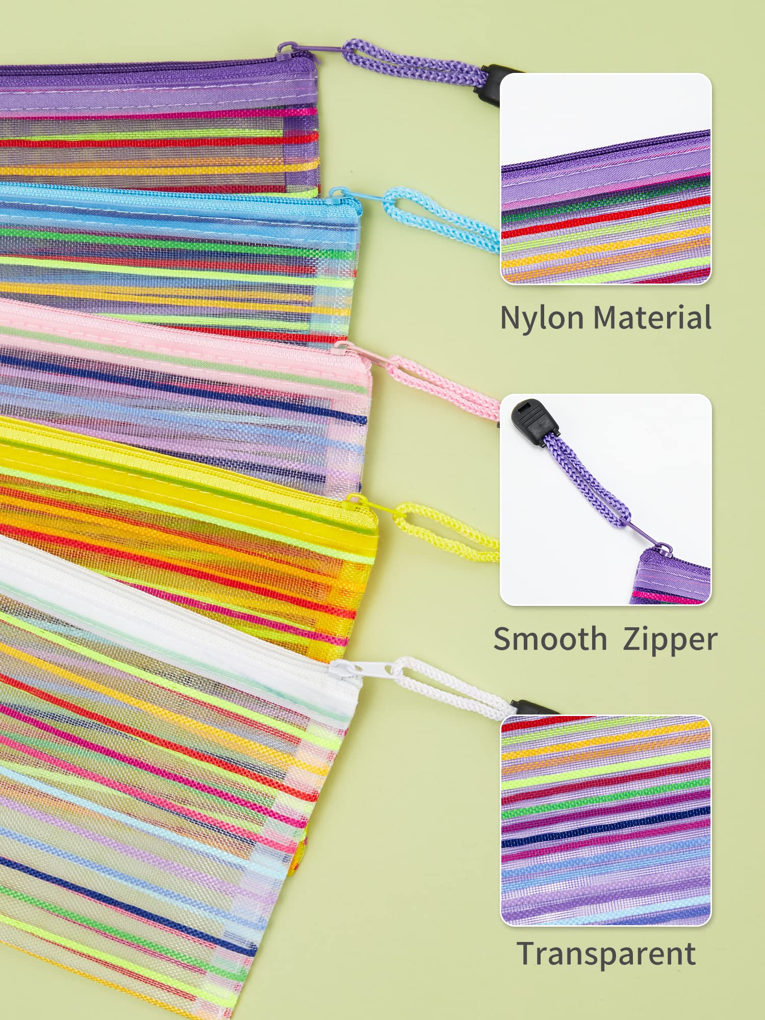JARLINK zipper mesh pouch 23x12cm size fits pencils, cosmetics, and snacks