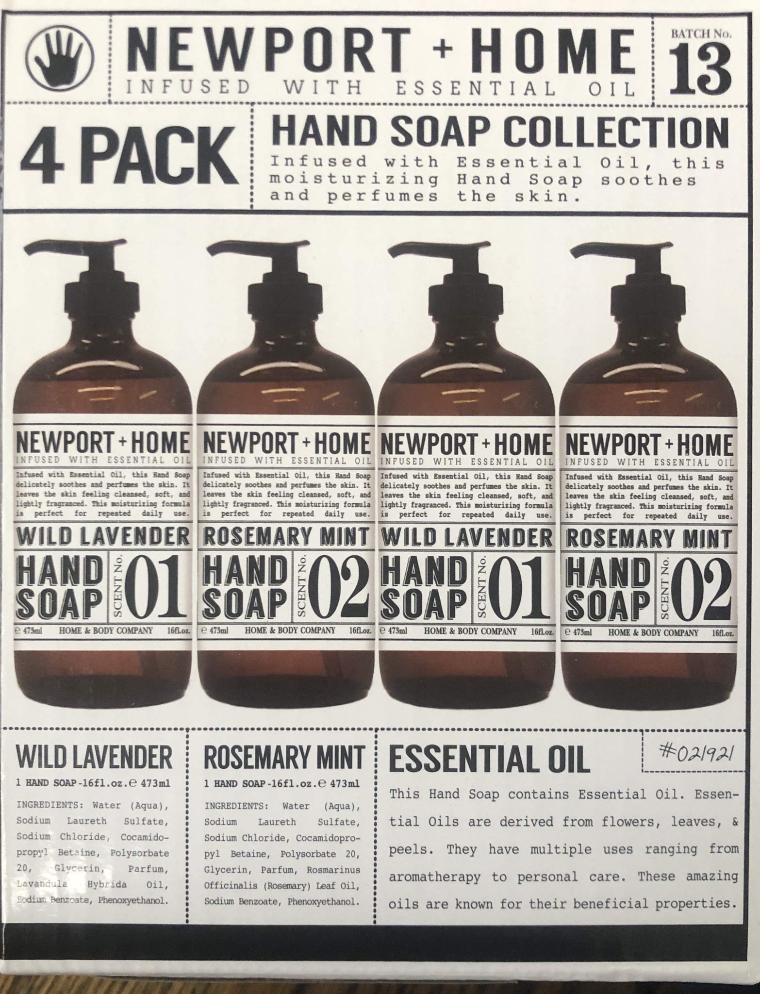 JAROFUREL Newport hand soap rosemary mint—soothing daily cleanse with coconut oil.