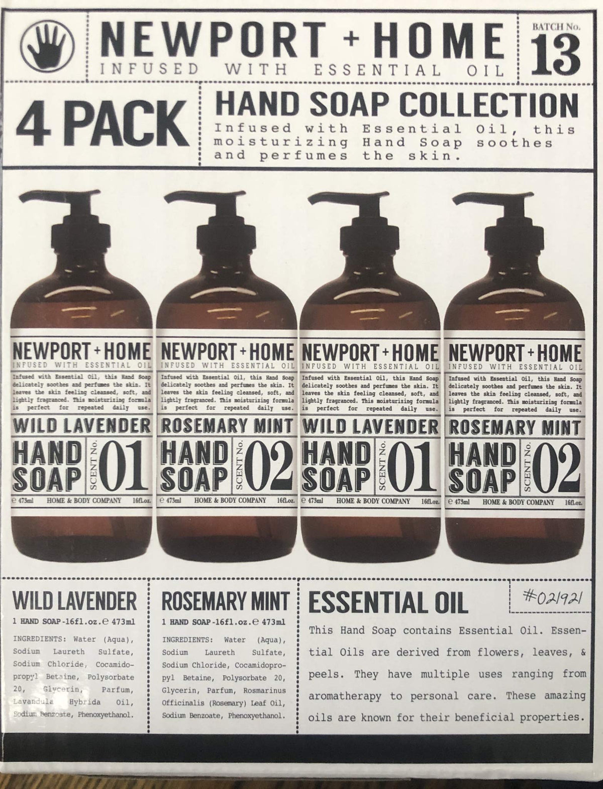 JAROFUREL Newport hand soap rosemary mint—soothing daily cleanse with coconut oil.