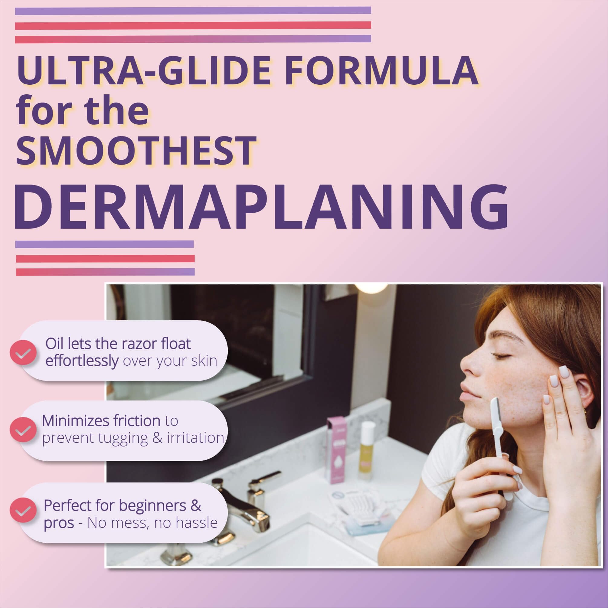 Jasclair Dermaplaning Oil Made in USA branding toward quality care.