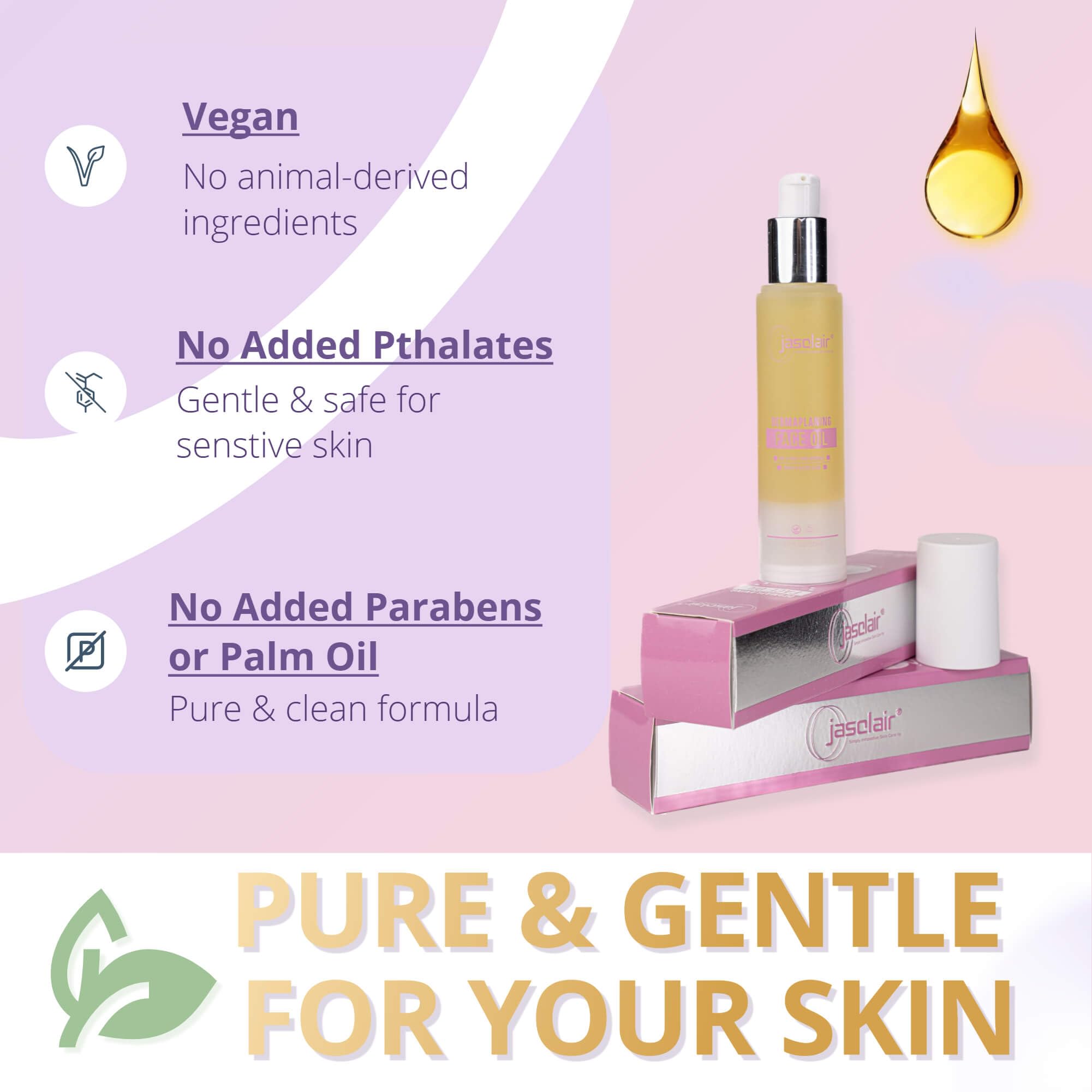Jasclair Dermaplaning Oil noncomedogenic formula supports pore-friendly daily use.