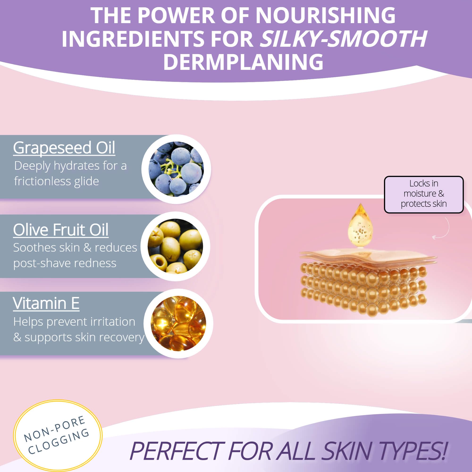 Jasclair Dermaplaning Oil soft-hair prep before shaving for smoother results.