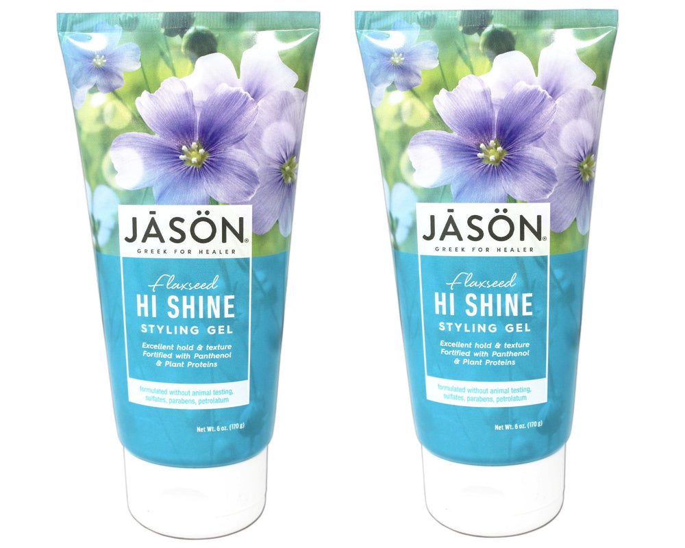 JASON Flaxseed Hi-Shine Styling Gel pack-2 bottles, front view for confident, lasting style.
