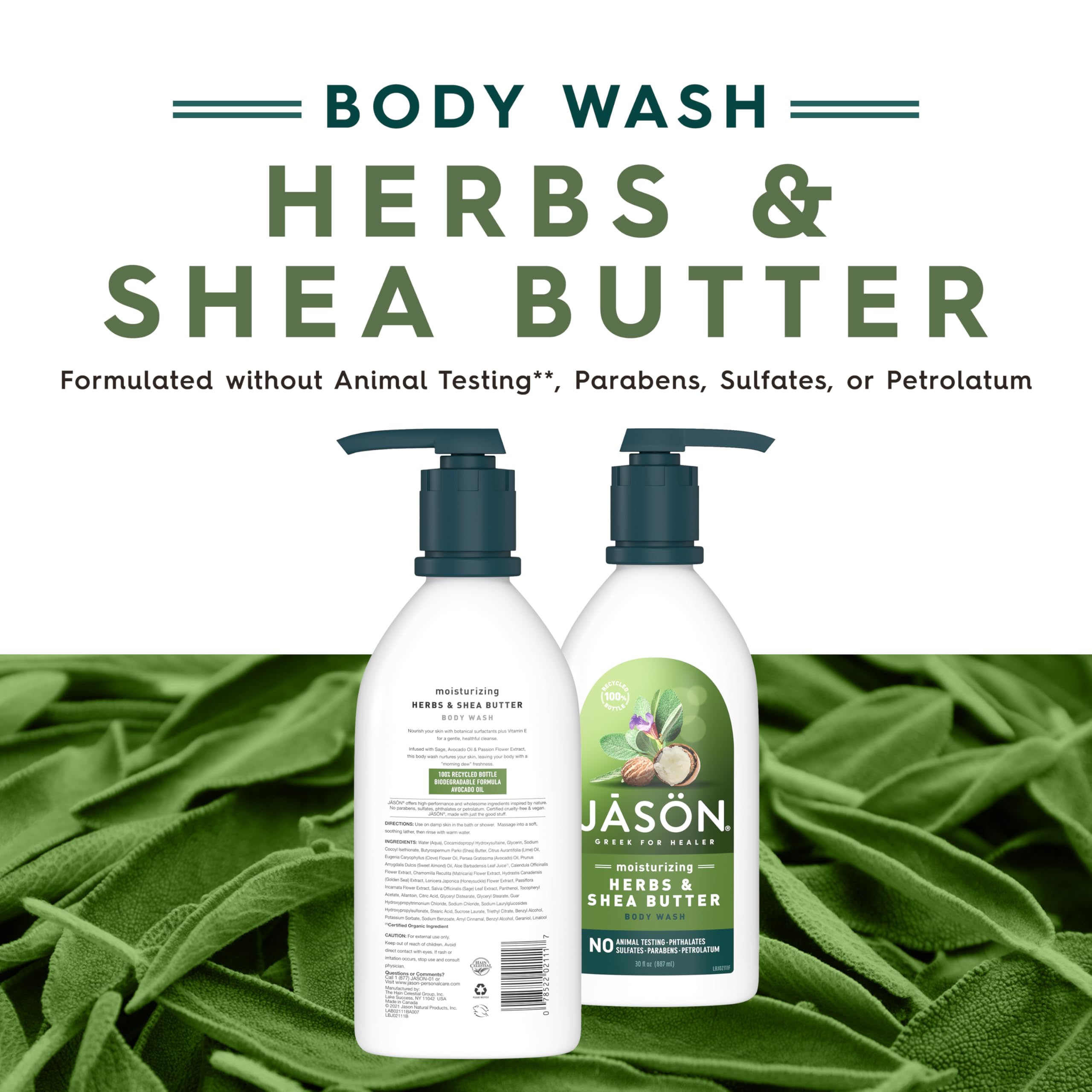 Jason Herbs and Shea Butter Body Wash creating rich lather