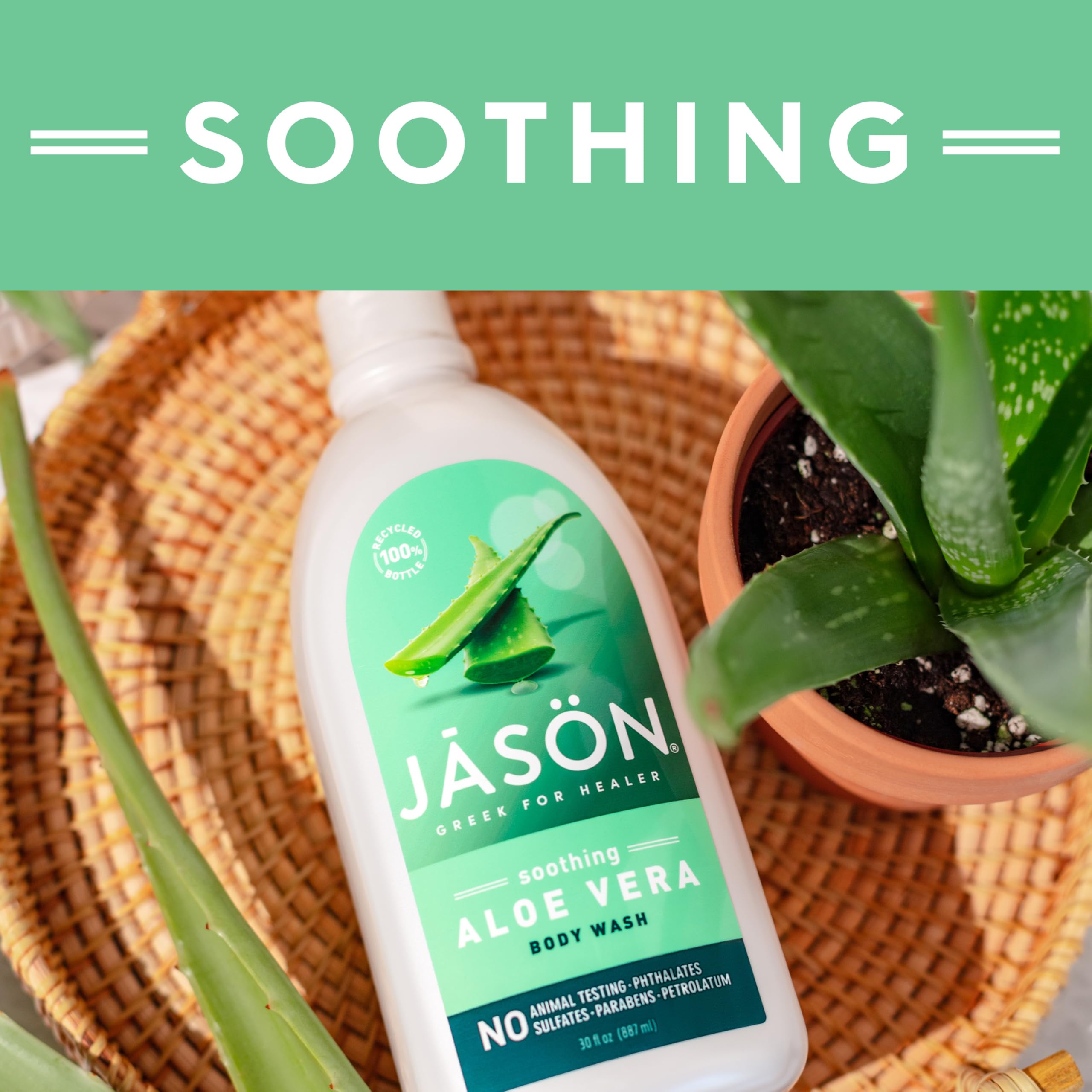 JASON Aloe Vera Shower Gel Leaping Bunny logo conveys cruelty-free assurance