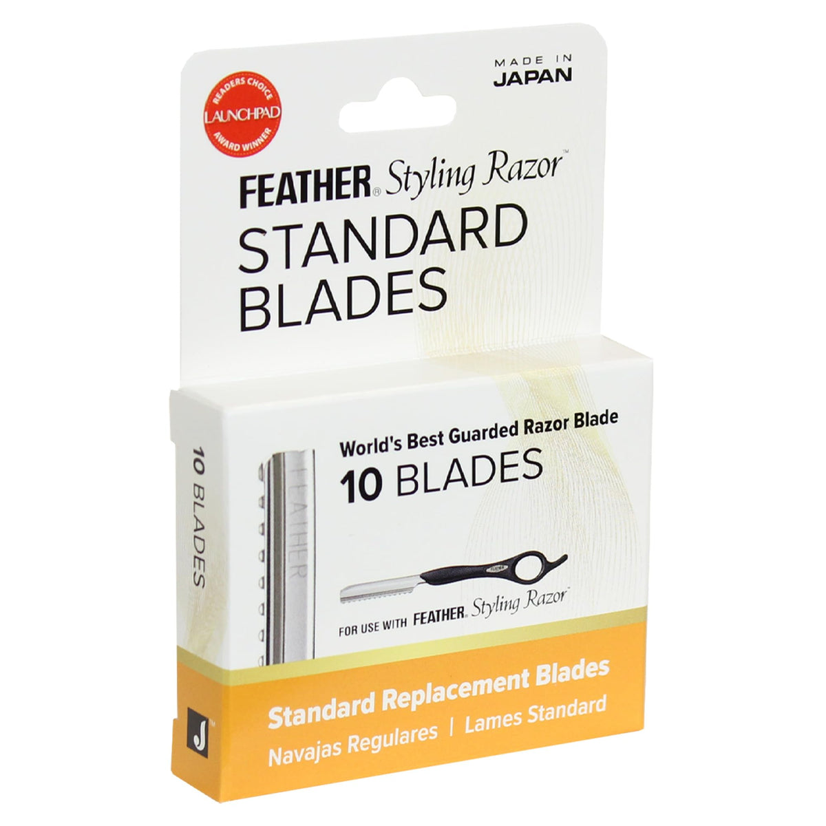 Jatai Feather Styling Razor blade close-up showing guarded edge for safe styling