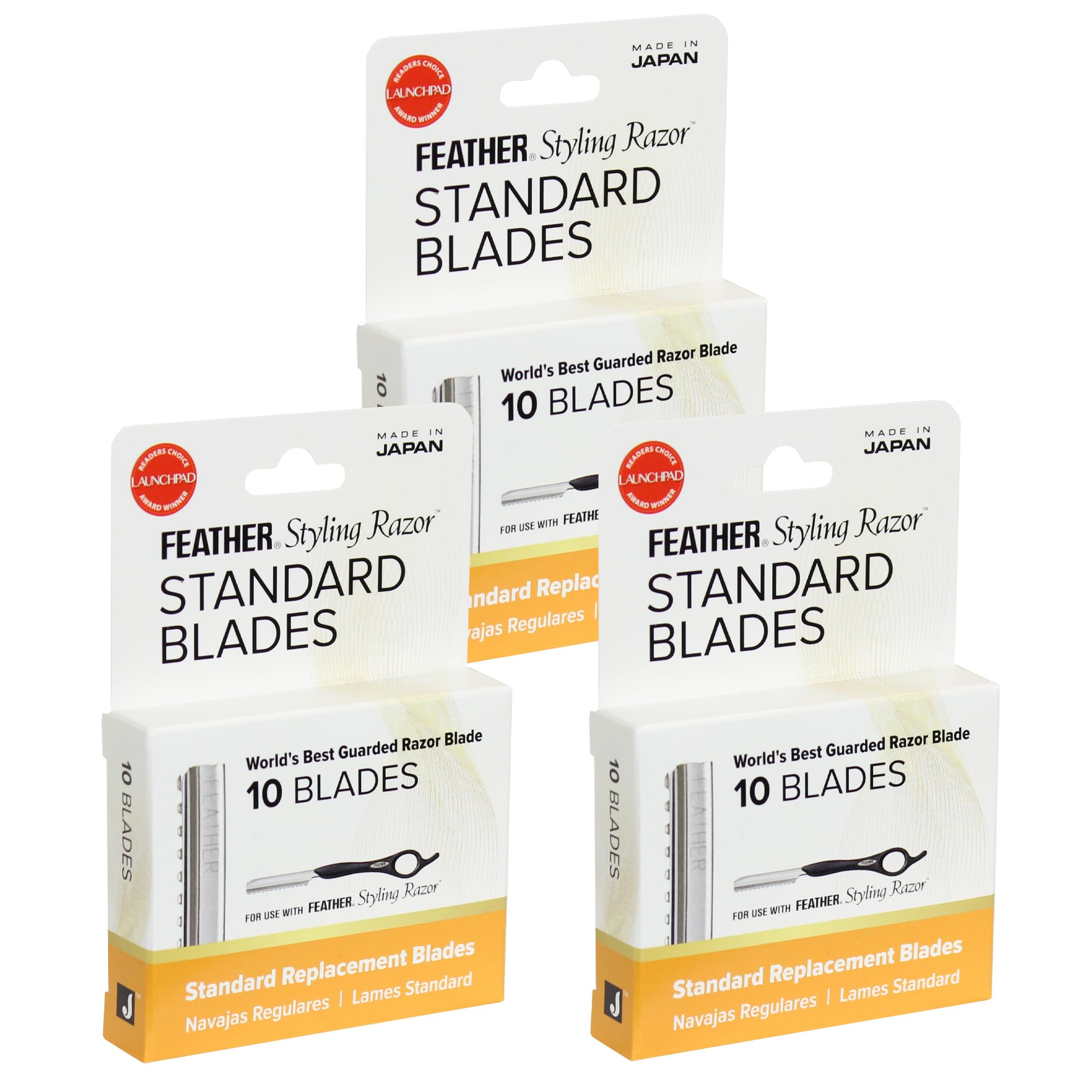 Jatai Feather Styling Razor blades guarded design for safe precision cuts.