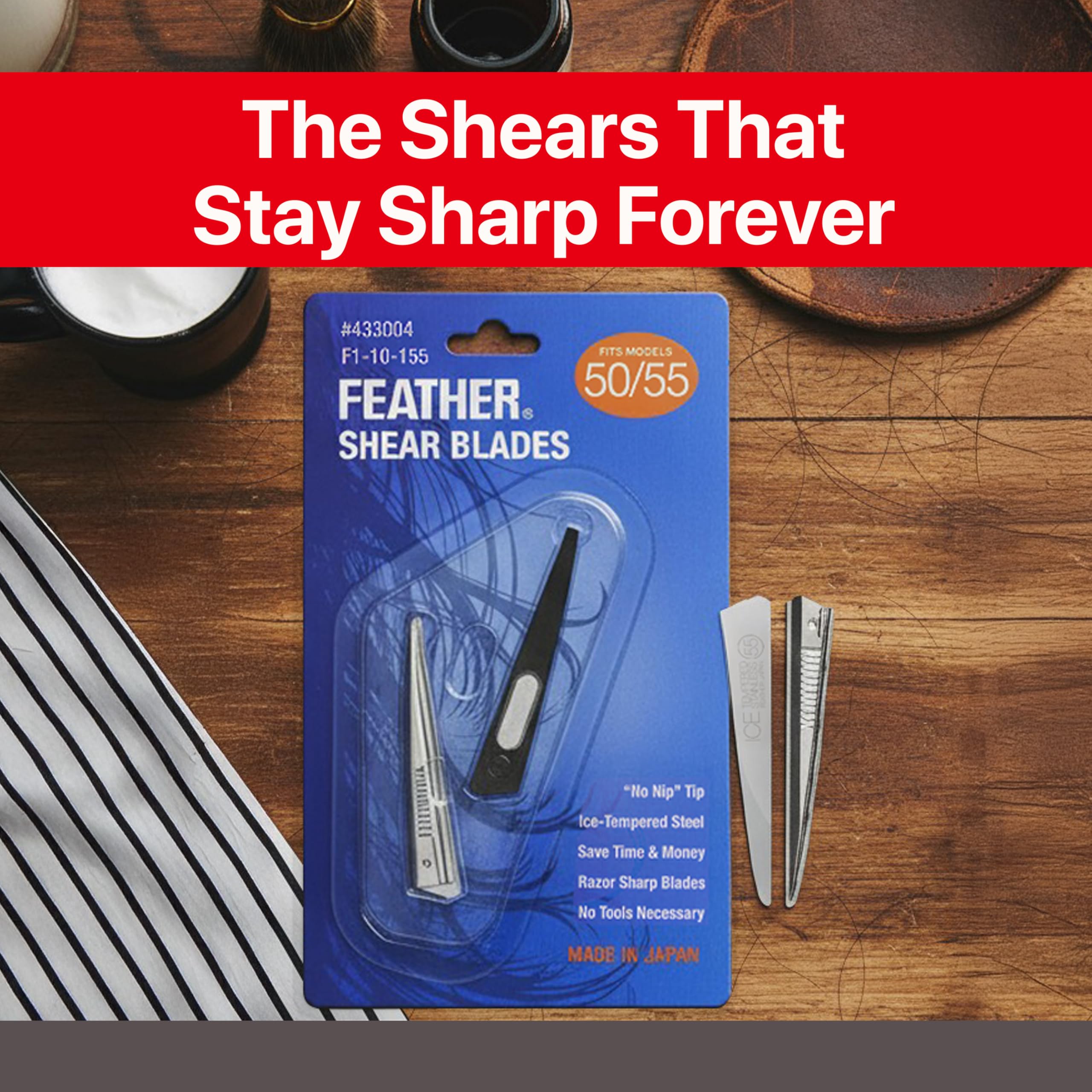 Jatai Feather blades in use during a barber session for clean blends.