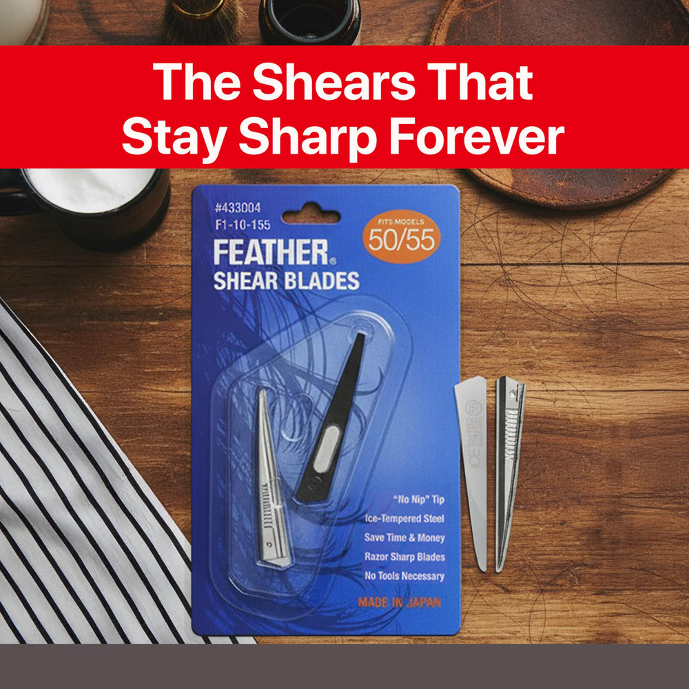 Jatai Feather blades in use during a barber session for clean blends.
