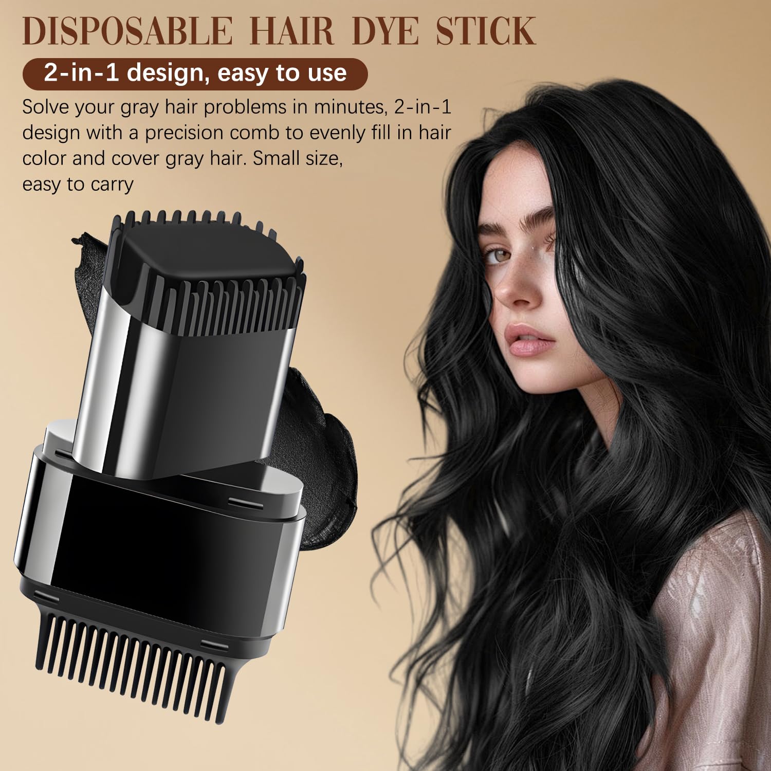 Javpav 2in1 Hair Color Stick applies gray areas precisely while combing for even results.