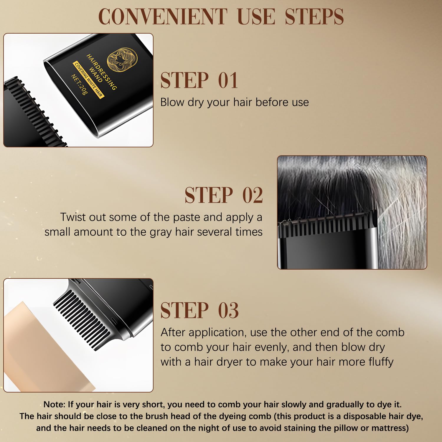 Javpav 2in1 Hair Color Stick applied on hair shows natural-looking tint.