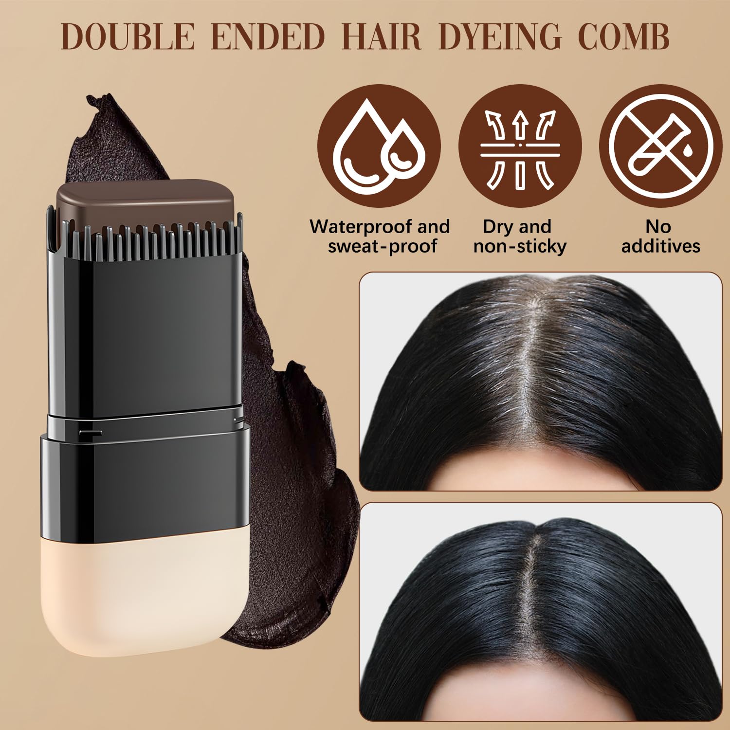 Javpav 2in1 Hair Color Stick waterproof formula keeps color intact during workouts.