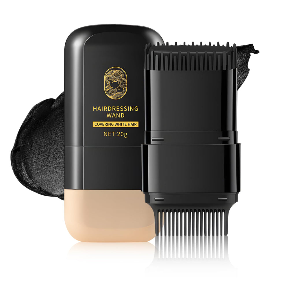 Javpav 2in1 hair color stick with comb close-up showing quick touch-up for natural gray coverage.