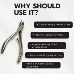 Jaws Podiatry compact travel clipper shown in a toiletry bag for on-the-go grooming.