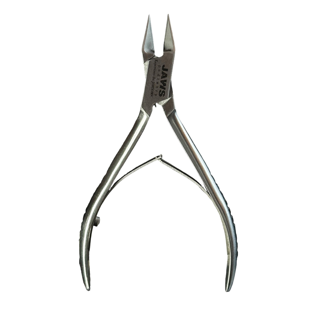 Jaws Podiatry small surgical toe nail clipper close-up highlights precise cutting for thick nails.