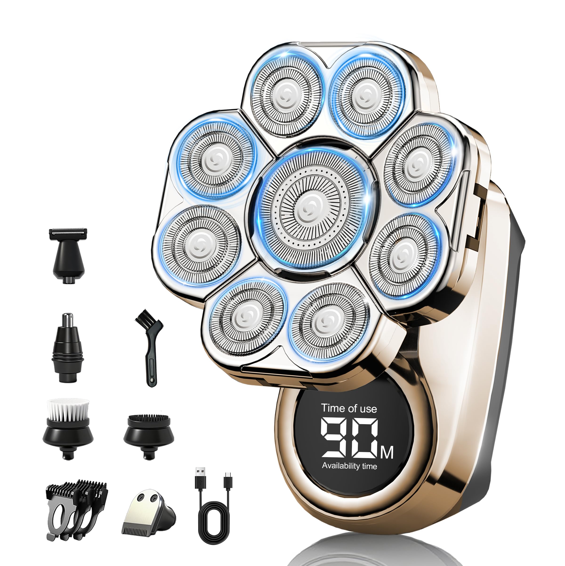 Jaxiuk head shaver 9D floating head closeup for precise scalp contours and a smooth finish