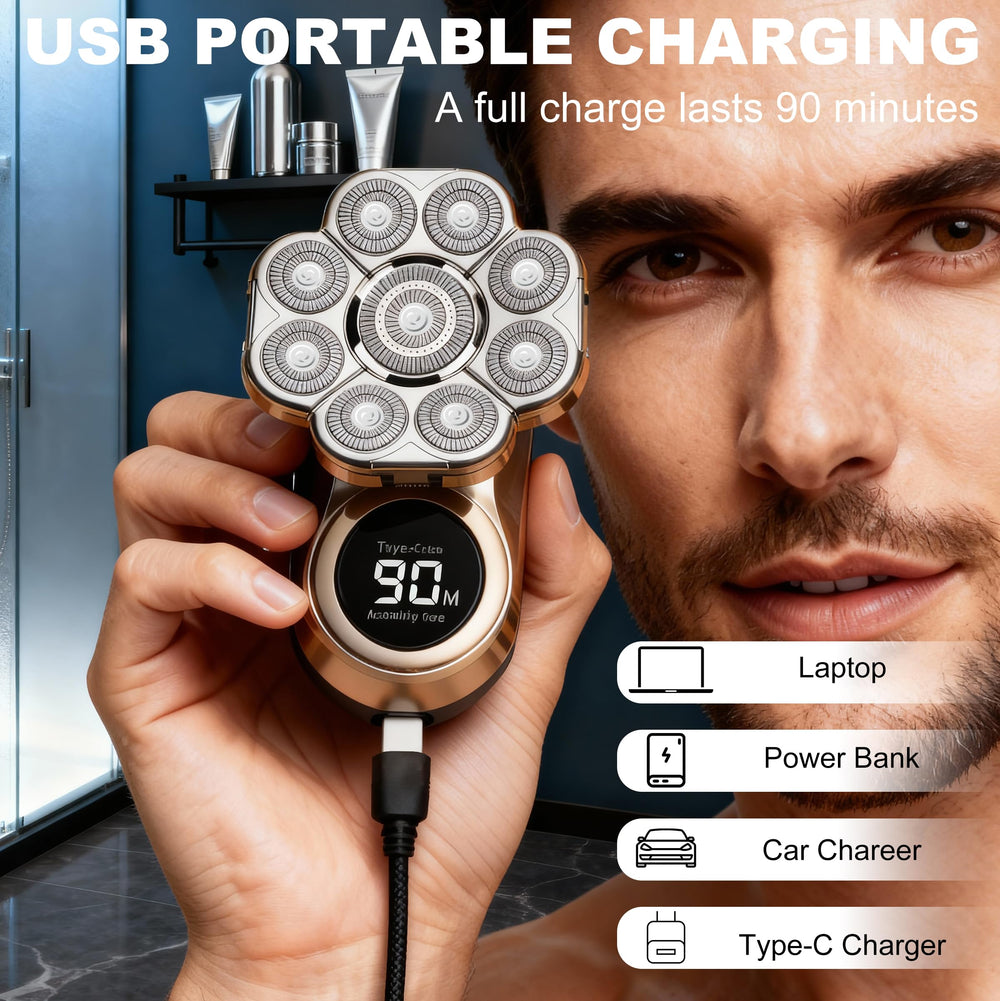 Jaxiuk head shaver ergonomic non-slip handle for steady control across neck and temples