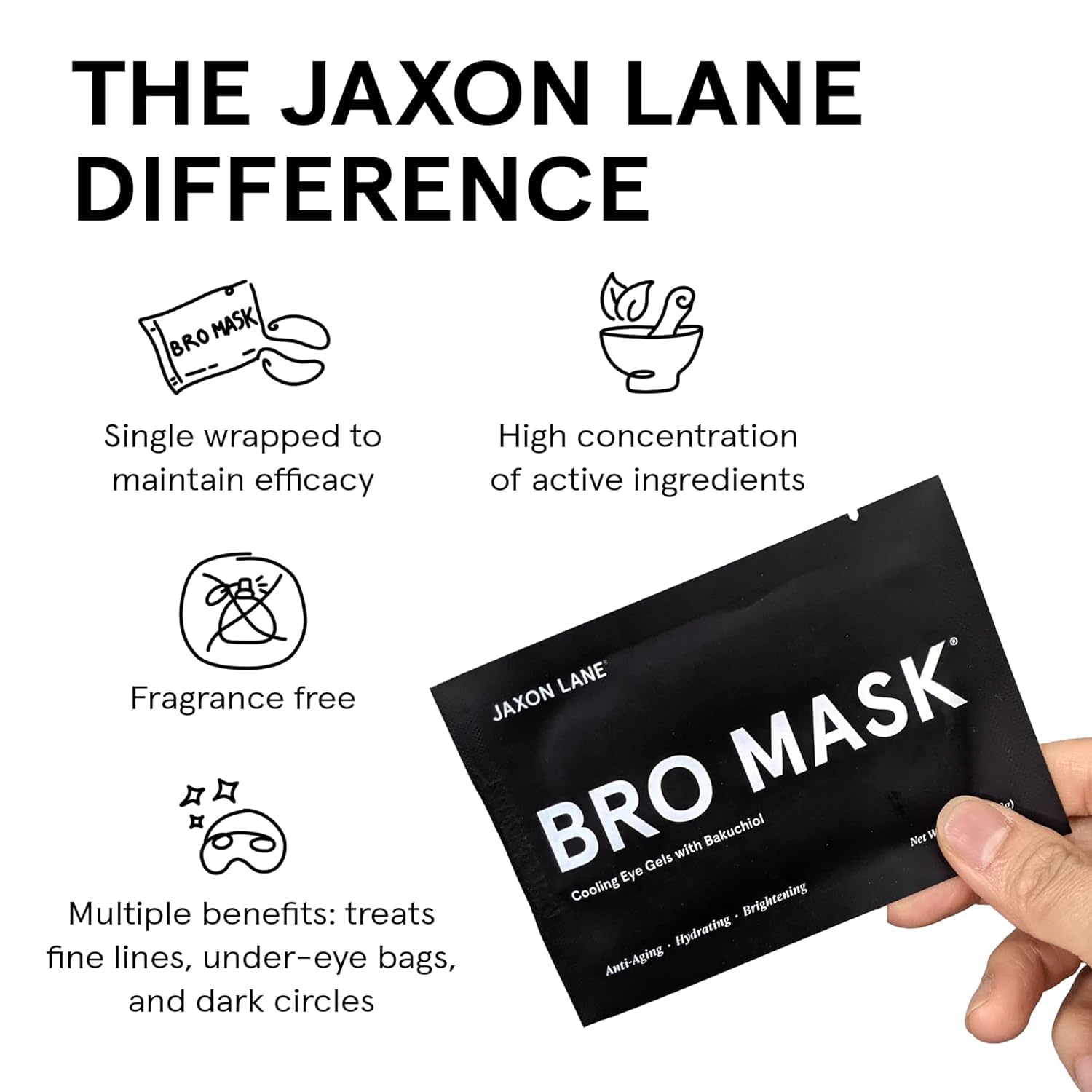 JAXON LANE Bro Mask application on eye area demonstrates easy placement.