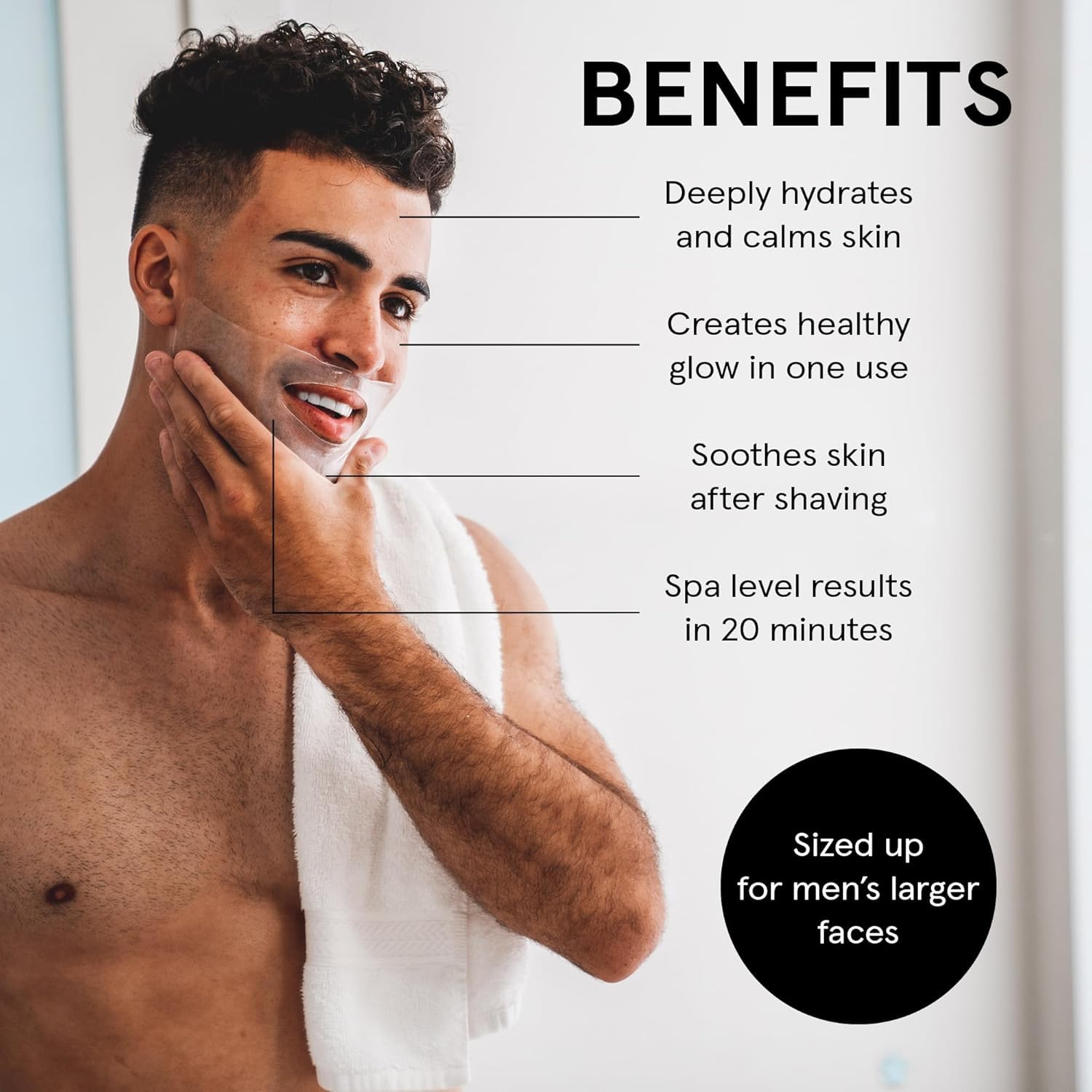 JAXON LANE Bro Mask hydrogel-cling highlights moisture-locking sheet for smoother skin.