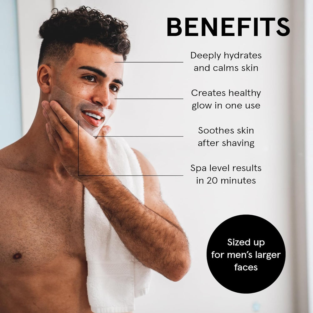 JAXON LANE Bro Mask hydrogel-cling highlights moisture-locking sheet for smoother skin.